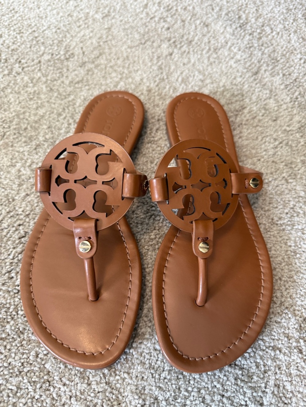 Tory Burch Miller Logo Thong Sandals in Brown